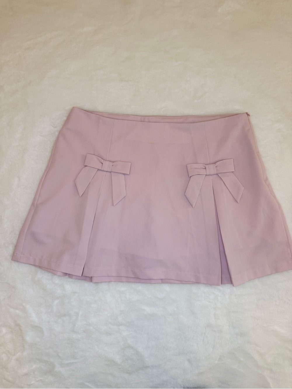 ARULA Pastel Pink High-Waist Bow Skort